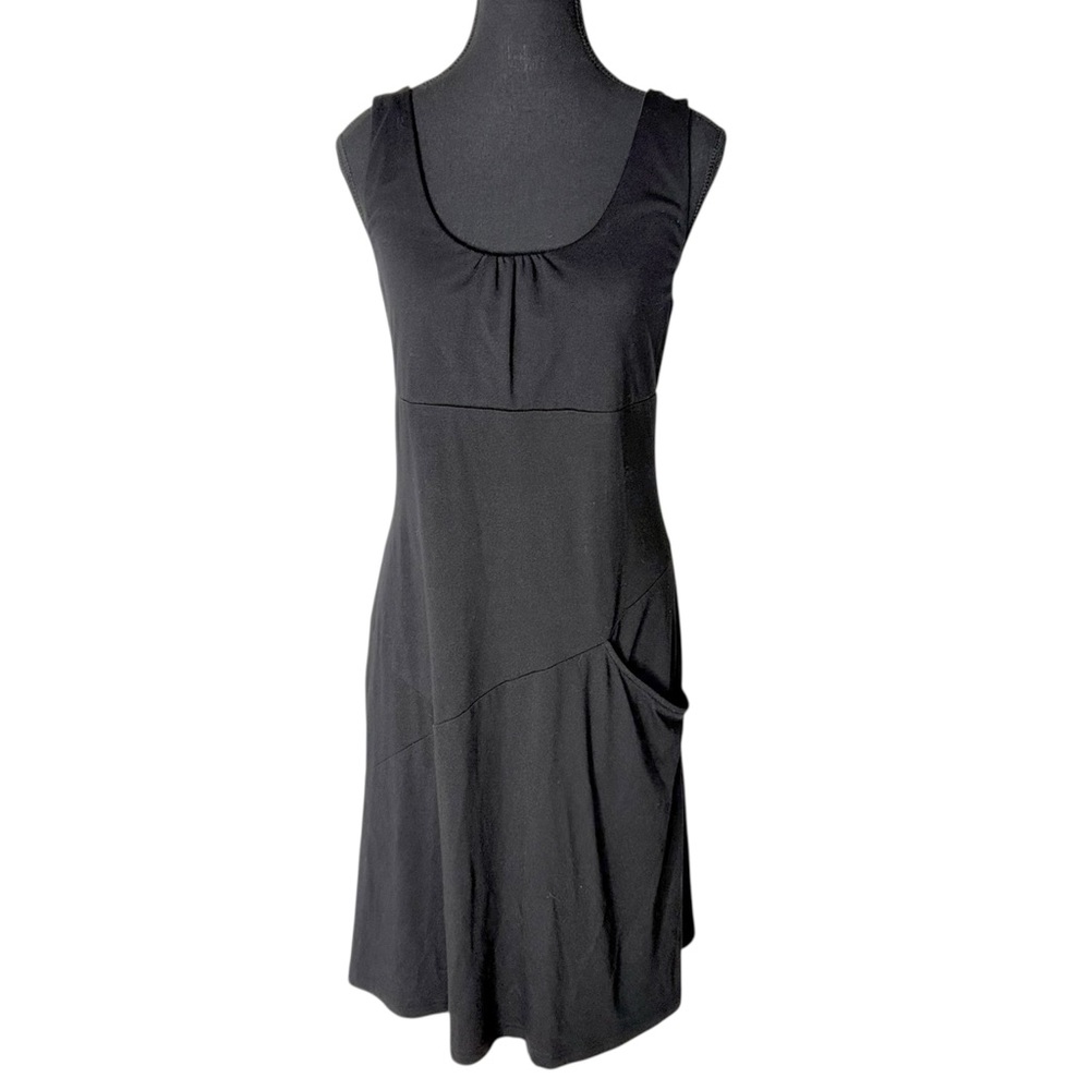 MEC Black Unity Slim Fit Midi Dress Sleeveless Twisted Straps Pocket Sz Medium